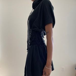 Black Fantasy Hoodie Corset Dress Cosplay Lace up halloween